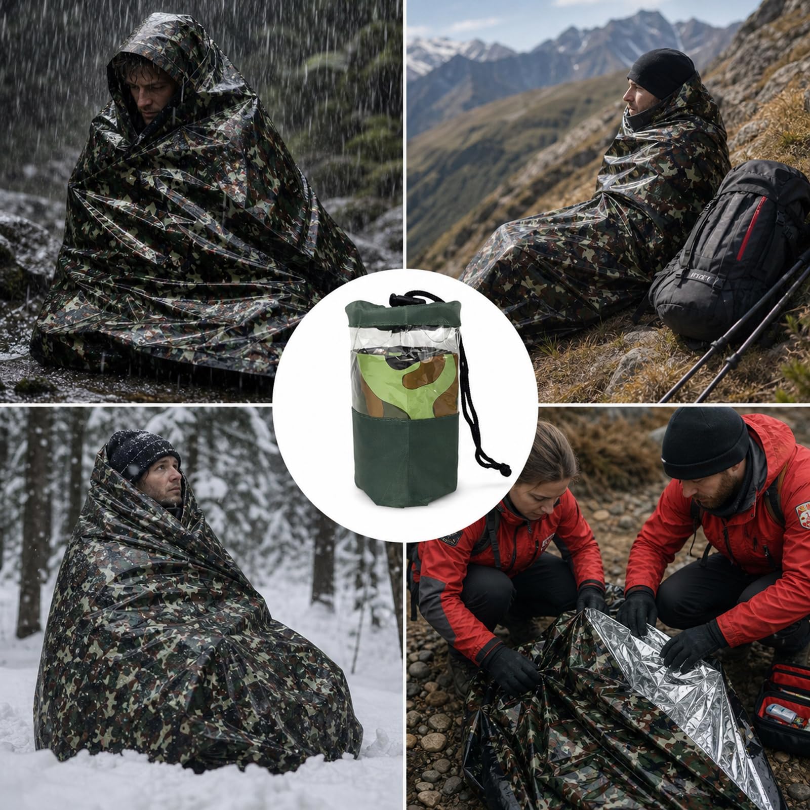 Camouflage Survival Blanket - Emergency Sleeping Bag -6