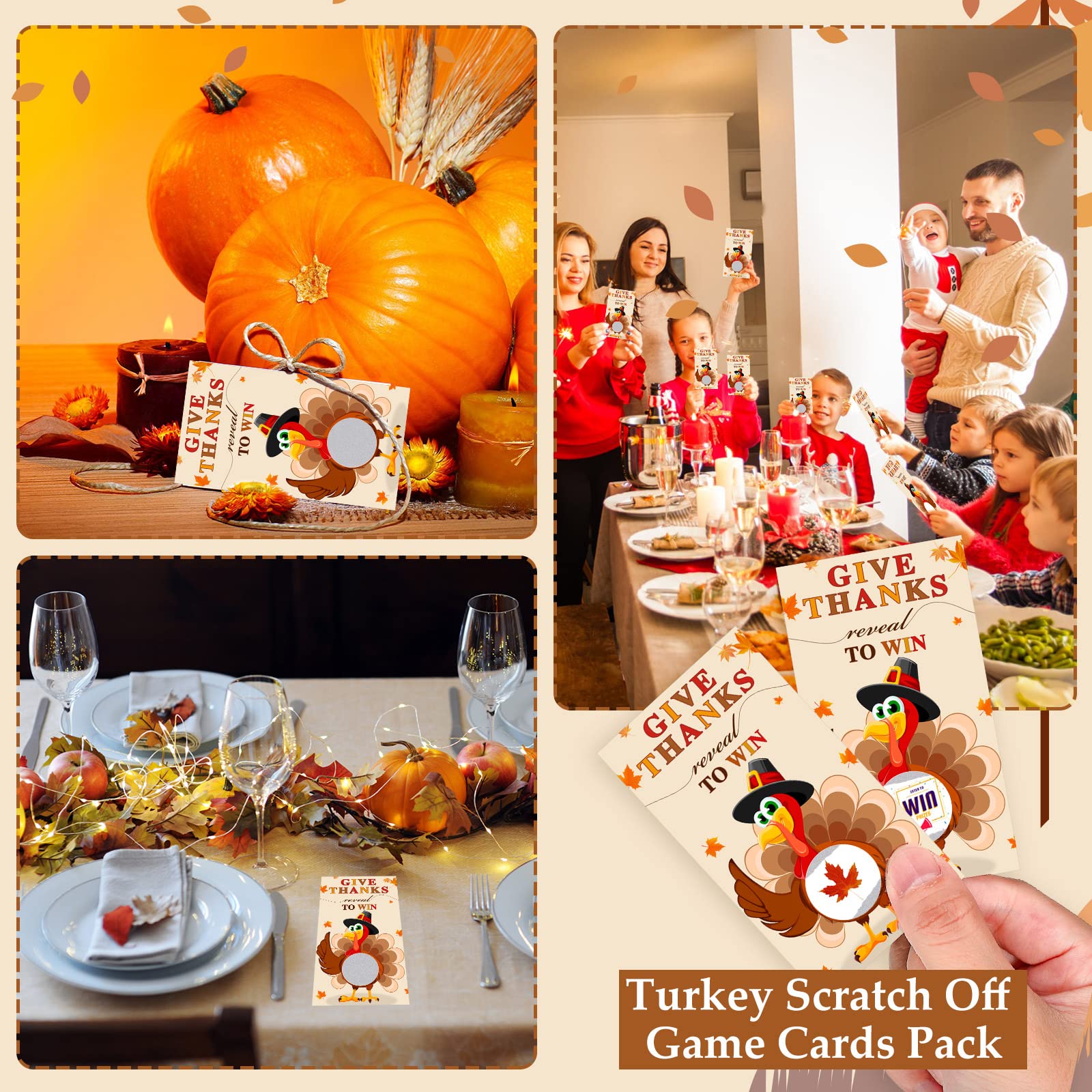 My Scratch Offs Thanksgiving Turkey Game Cards – 26 Pack For Friendsgiving, Family Games & Prizes