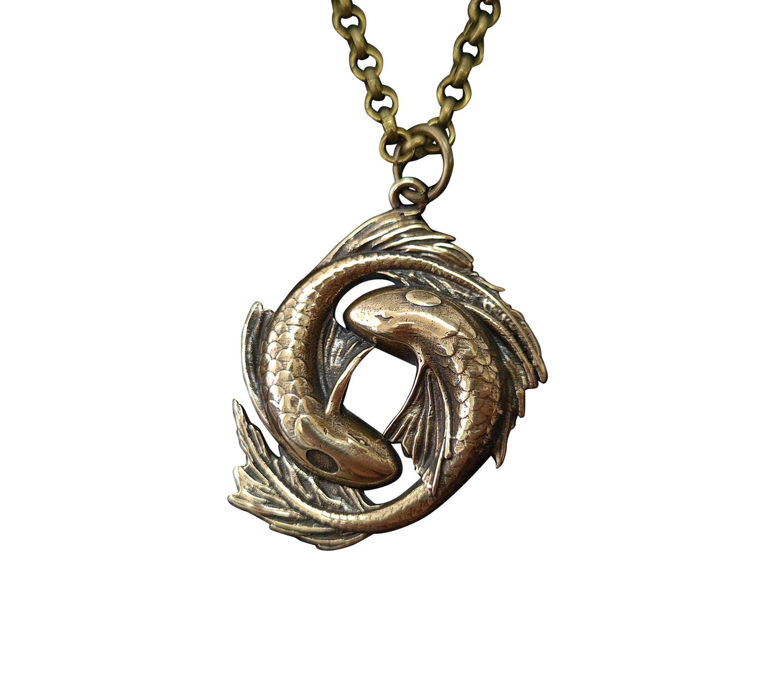 Baldur JewelryBaldur Jewelry - Koi Fish Yin Yang Necklace Charm Pendant Jewelry - Yin and Yang Necklaces - Ying Yang Symbol - Yin Yang Necklace for Men Women - Yin Yang Gifts - Ying Yang Jewelry - Brass Necklace