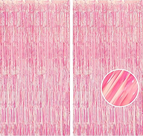 Miniatura 1 de BRAVESHINE - Fondos de flecos de papel de aluminio iridiscente, paquete de 2 cortinas metálicas de 3.2 x 6.5 pies para cabina de fotos de oropel