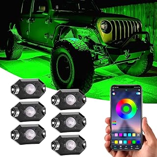 YCHOW-TECH 6 Pods RGB Neon Rock Lights LED Accent Light Multi-Color Reserve Underglow Grille Wide Angle Aluminum Alloy Waterproof Underglow Wheel Lights for UTV ATV Rear Lower Bumper Mount