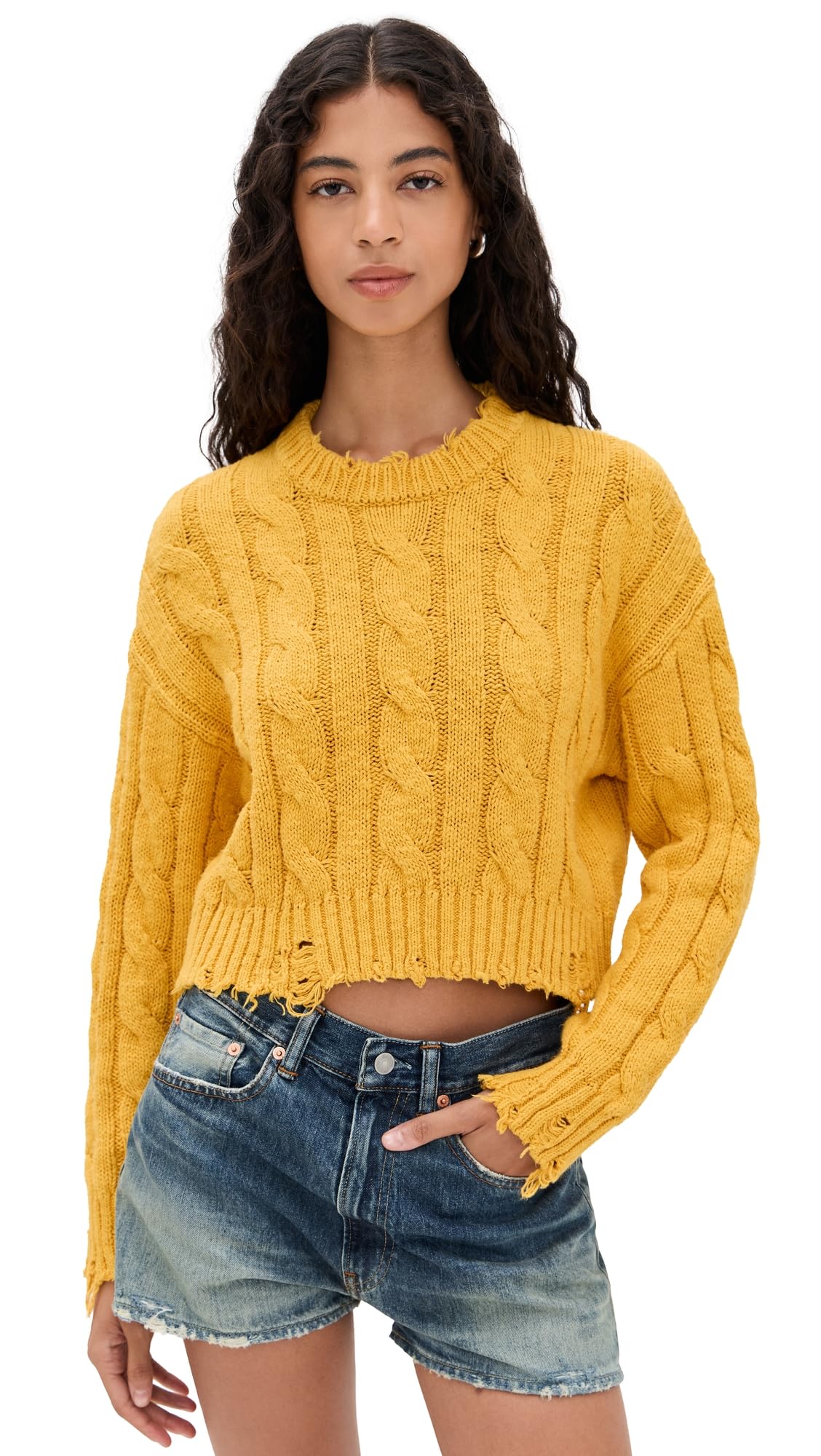 Denimist Womens Boxy Cable Sweater