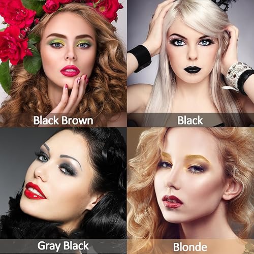 Miniatura 7 de BowJian Kit de plantillas de sellos para cejas con 24 plantillas reutilizables finas y gruesas para cejas, pomada de cejas, kit de plantillas de