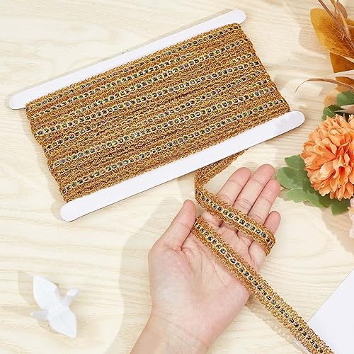 Miniatura 10 de GORGECRAFT Cinta de encaje con borde metálico, de 15 yardas, cinta de costura de tela de poliéster, adornos decorativos para cortinas, manualidades,