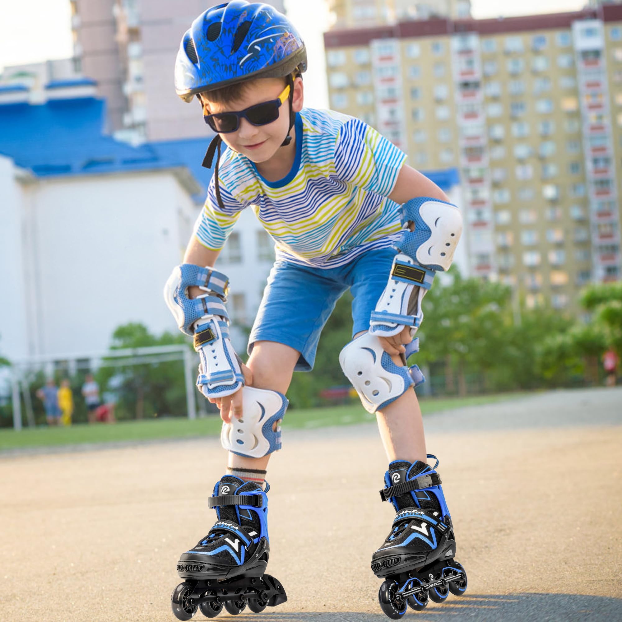 Ruthfot Patins à roulettes réglables pour Enfants, garçons et Filles, Patins Lumineux pour Enfants de 6 à 12 Ans, patines Lumineuses d'extérieur pour Femmes et Hommes