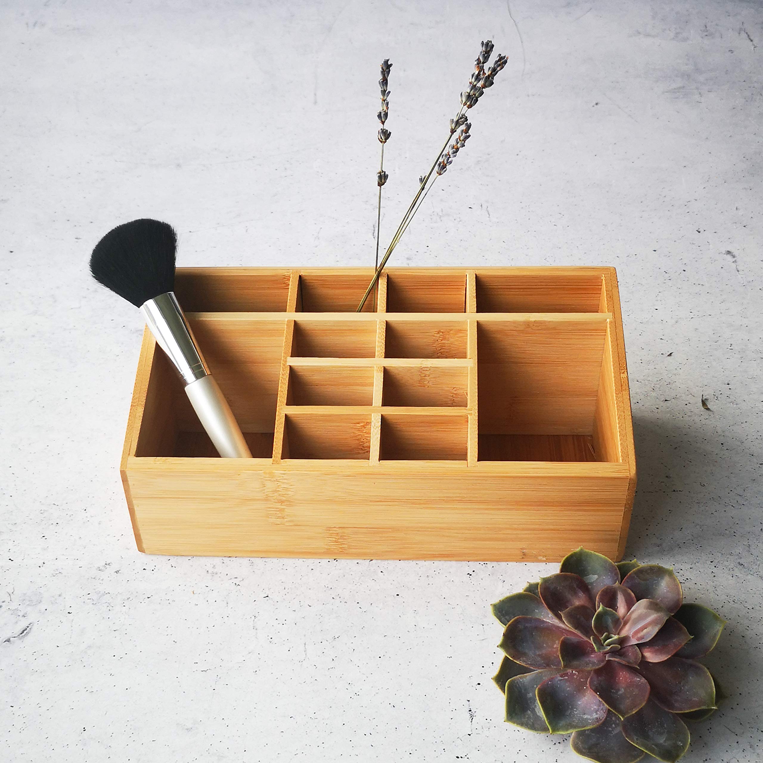 Organizador Zeller (25385), Madera, Natural, Madera, Azul y Gris, 25.4 x 12 x 10 cm