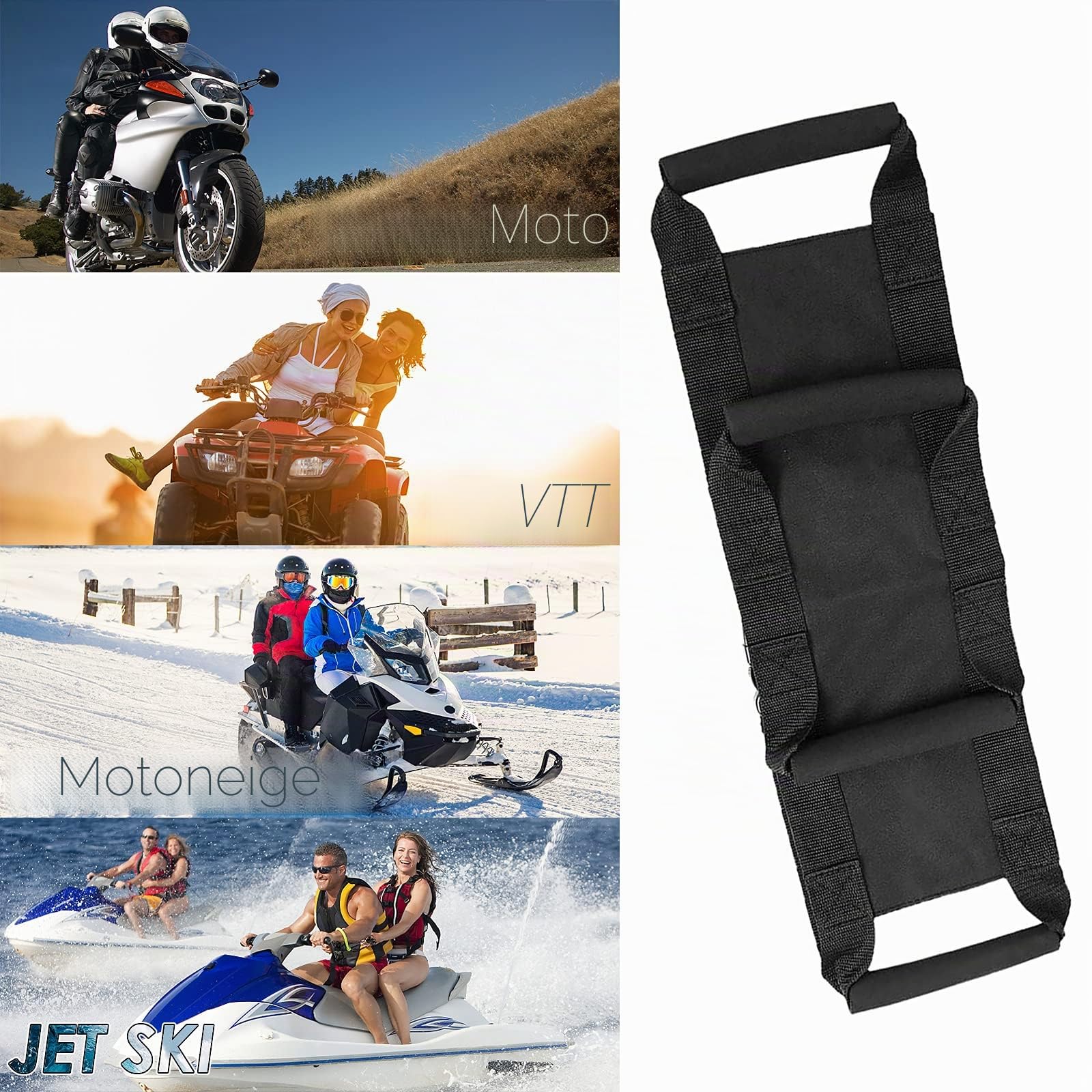 Ceinture de sécurité Moto réglable pour Passager arrière | Avec bandes et poignée de sécurité, confortable et sécurisante pour trajet