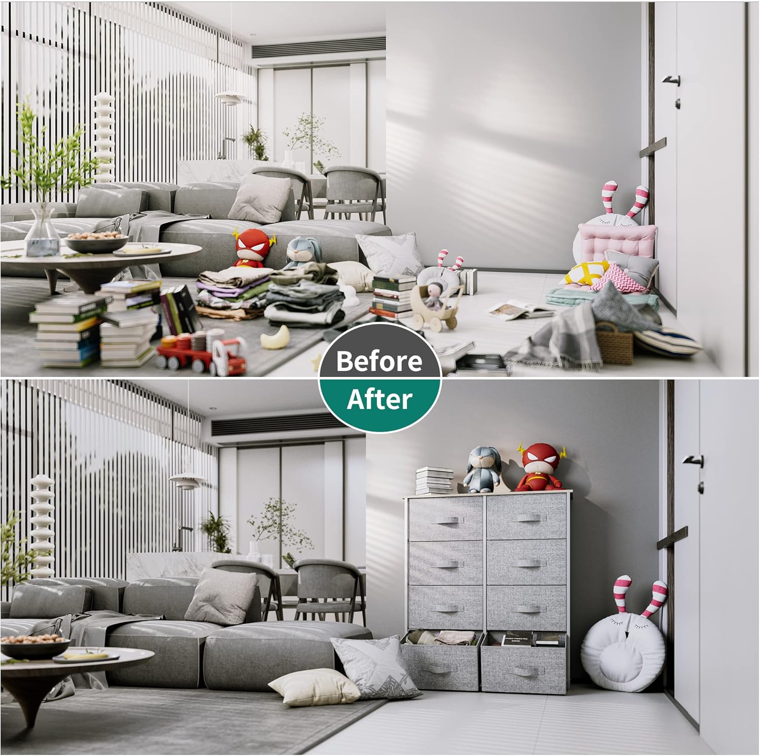 YITAHOME 8 Drawers Dresser - Fabric Storage Tower, Organizer Unit for Bedroom, Living Room & Closets - Sturdy Steel Frame, Easy Pull Fabric Bins & Wooden Top - Image 7