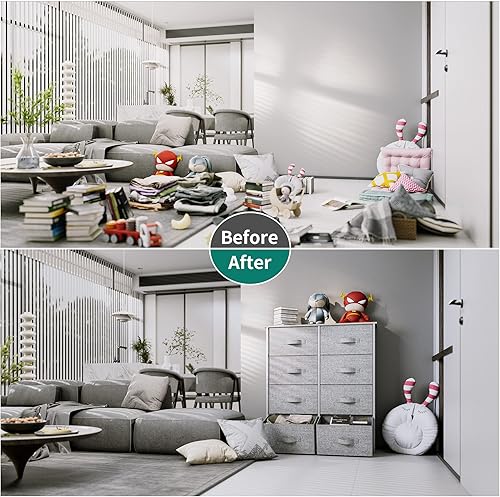 Miniatura 6 de YITAHOME Cómoda de 8 cajones  Torre de almacenamiento de tela, unidad organizadora para habitación, sala de estar y armarios, marco de acero