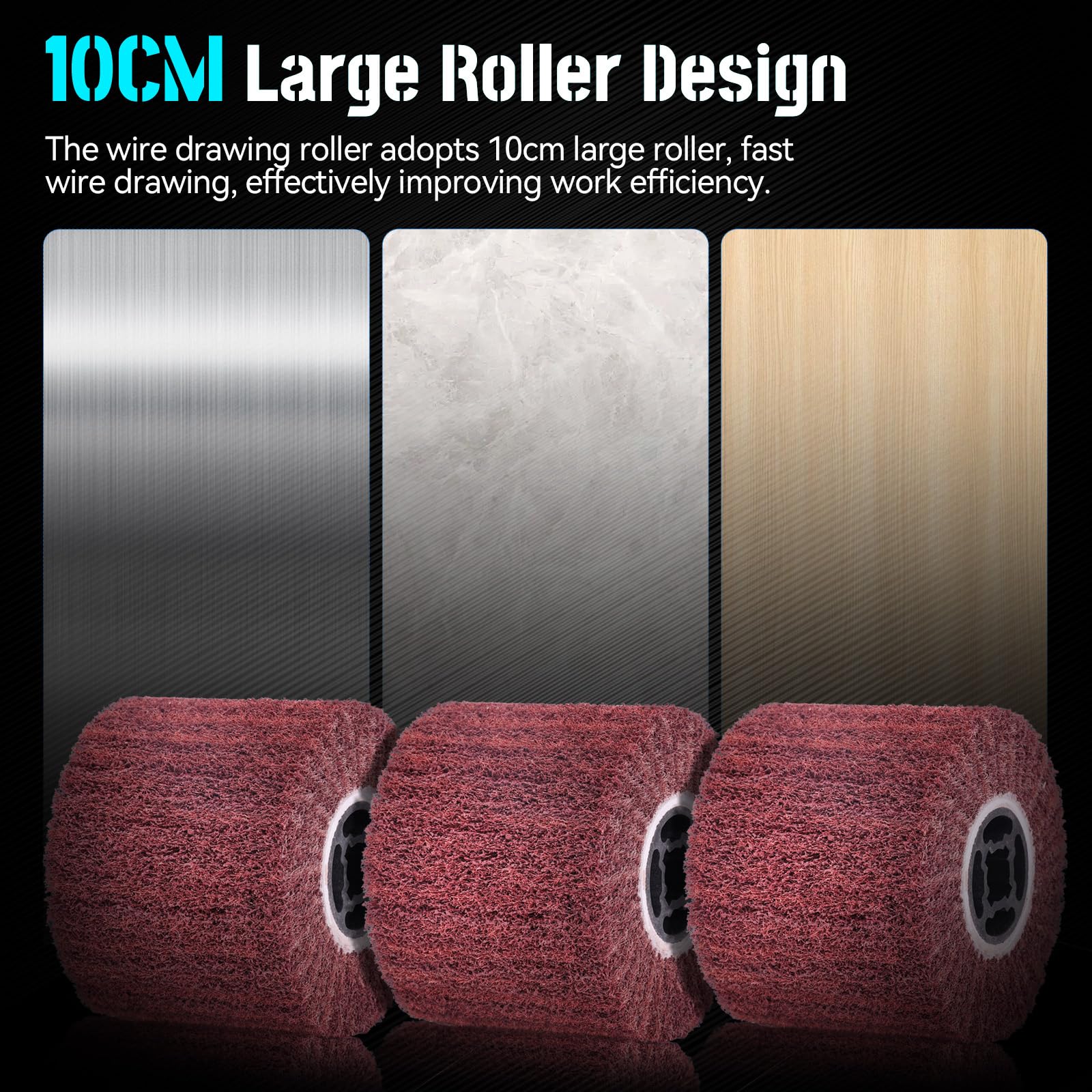 Yofuly 1400W Spazzolatrice per Legno, Smerigliatrice per la Ristrutturazione di Superfici, 6 Controllo della Velocità, Levigatrice a Rulli Elettrica per Legno, Acciaio Inox, Metallo, Plastica