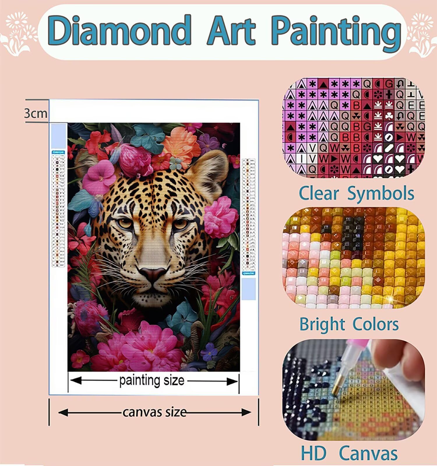 Obraz diamentowy kwiat kompletny zestaw, do samodzielnego malowania kota z diamentami duży 140 x 100 cm, 5D diamenty kryształowy haft krzyżykowy zestaw artystyczny, DIY obrazy diamentowe malowanie
