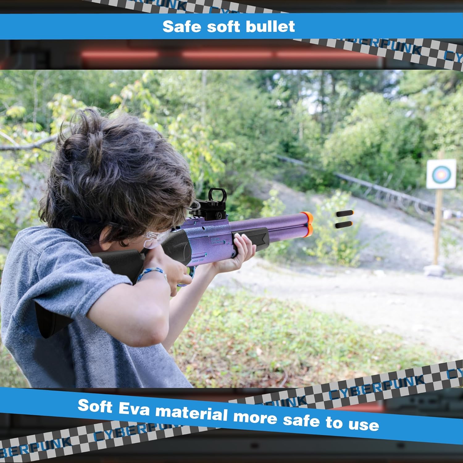 Toy Gun Double Barrel Shotgun Toy,with 20 Soft Bullet Darts, Toy Foam Blaster Foam Dart Blaster with Scope for Kids, Youth, Teen, Boys-Holiday for 8-12 Year (Blue) image 5 of 6 B0DJW188ZN