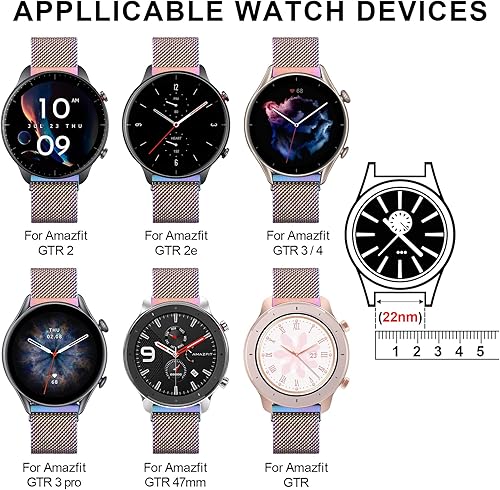 Miniatura 2 de Wanme Correa de metal para Amazfit GTR 4  GTR 3 Pro  GTR 3  GTR 2e  GTR 2  GTR 1.850 in reloj inteligente de 1.772 pulgadas de liberación rápida de