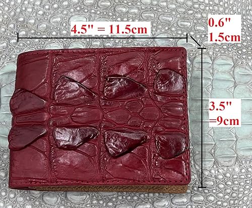 Miniatura 5 de Carteras plegables de cuero de cocodrilo rojo para hombres cola de cocodrilo de alta calidad piel exótica billetera billetera de seguridad RFID