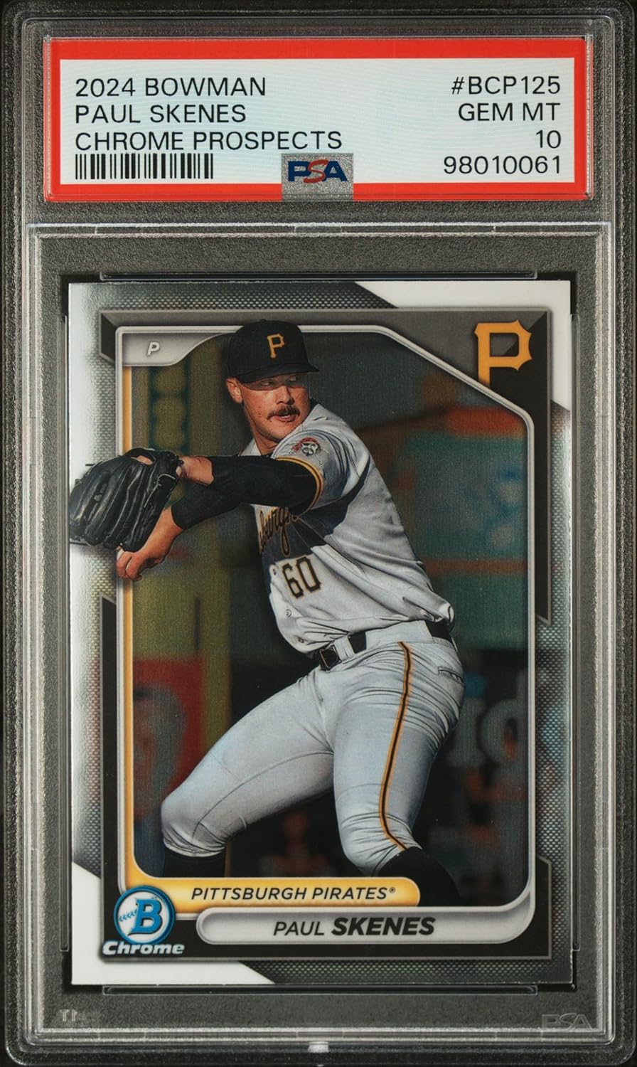 Paul Skenes 2024 Bowman Chrome Prospects Baseball Rookie Card #BCP125 Graded PSA 10