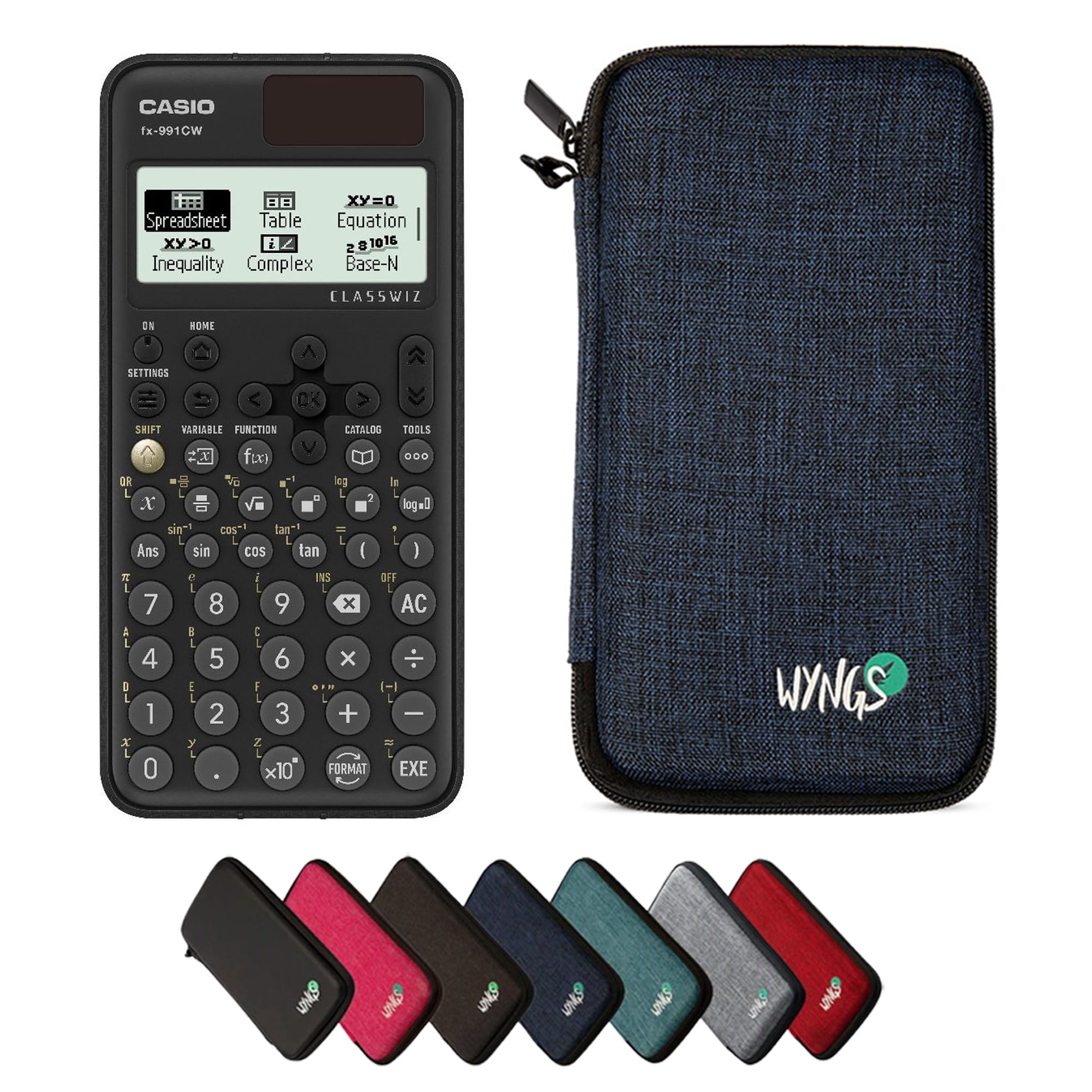 Casio fx-991CW ClassWiz con Custodia Protettiva WYNGS inclusa Blu - Calcolatrice Scientifica - Pacchetto Base