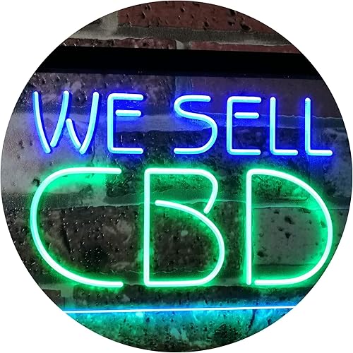 ADVPRO CBD Sold Here - Letrero de neón LED de doble color, verde y azul, 12 x 8.5 pulgadas st6s32-i3091-gb