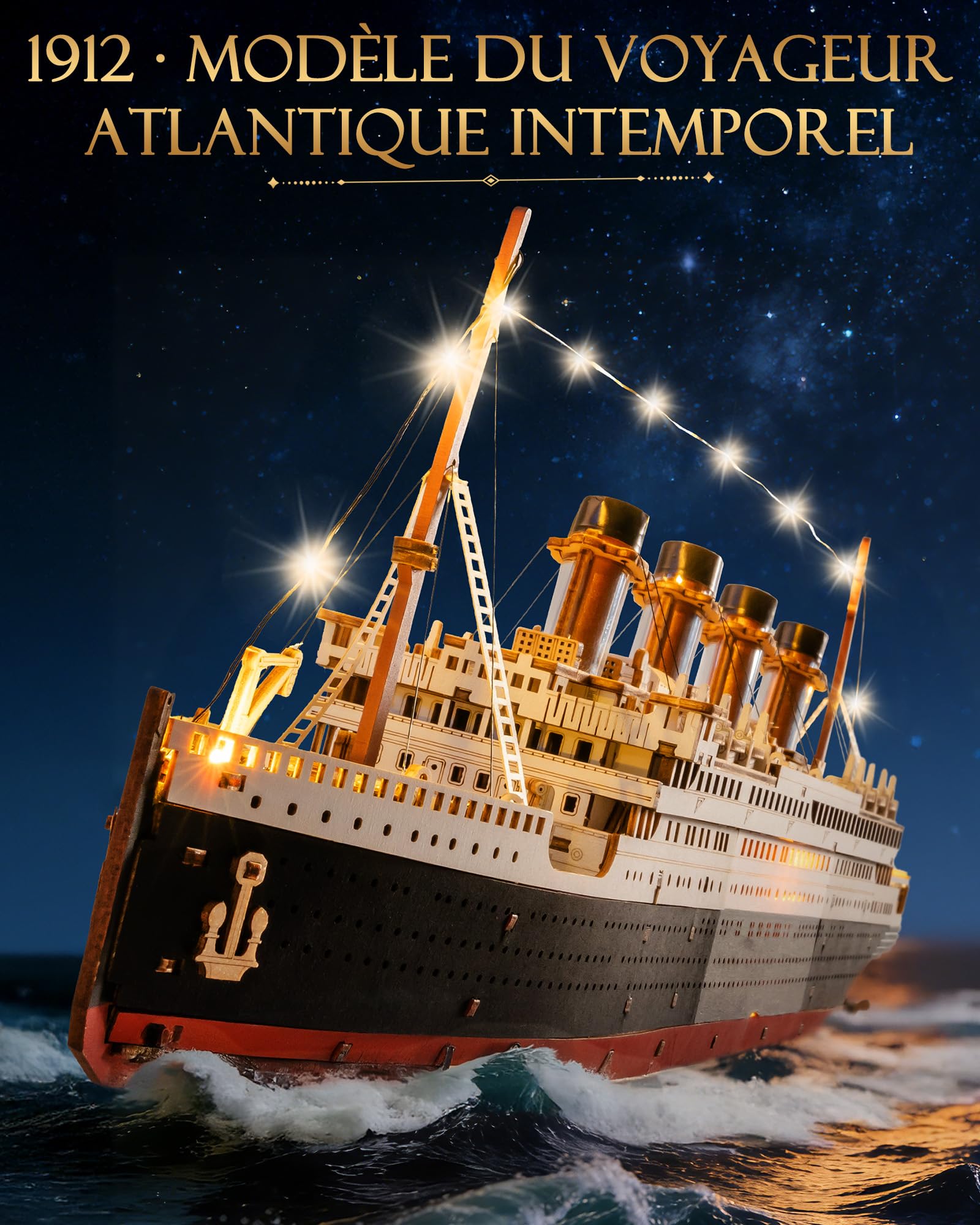 Rolife Puzzle 3D en Bois Modèle de Bateau Titanic - Kit de Construction à Clipser 433 Pièces