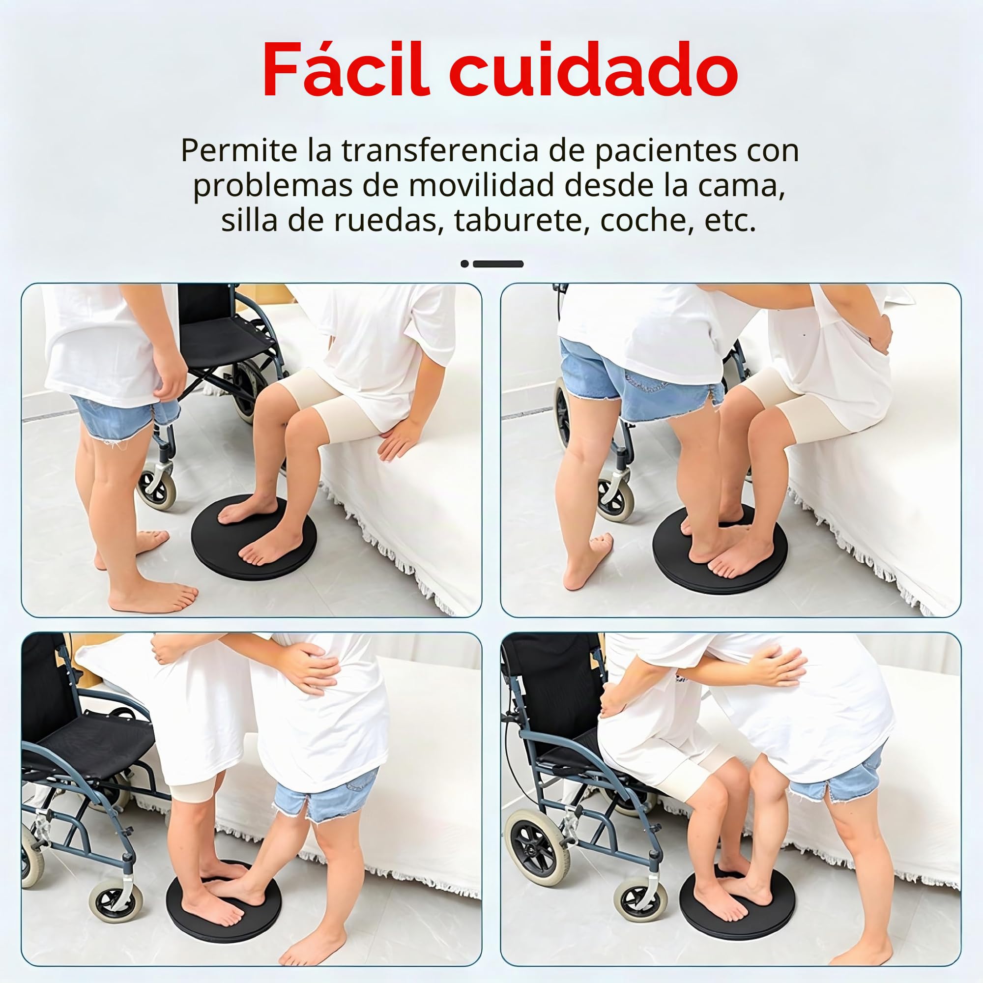 Disco de transferencia de rotación de 360 ​​grados, disco de cambio de dirección multifuncional, dispositivo de movilidad permanente, disco de transferencia de pacientes para personas mayores