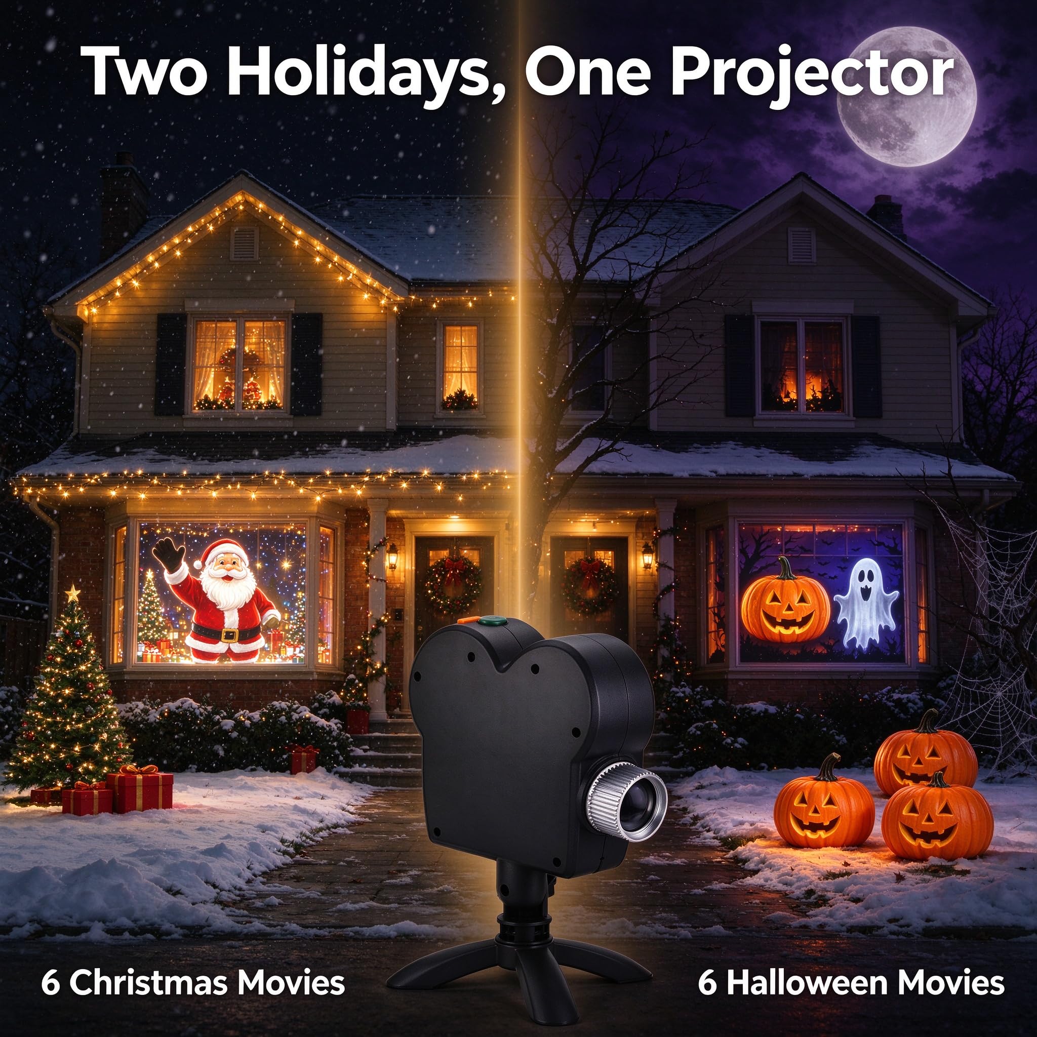 Projektor świetlny na Boże Narodzenie, 12 filmów LED na Halloween