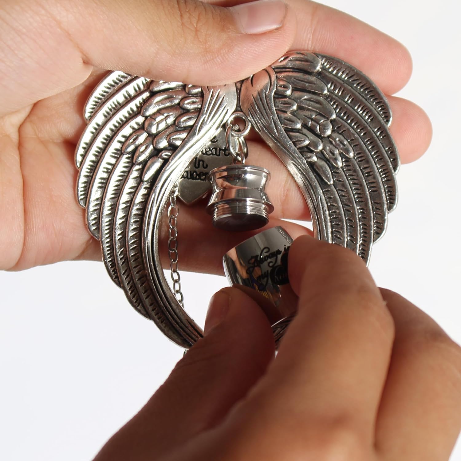 Small Keepsake Urn for Human Ashes,Hanging Angel Wings Crystal Suncatcher Memorial mini urn,Mini Cremation Urns for Women Men 1.2 Inches Tiny urn for Human or Pet Ashes Sharing Memorial Urn
