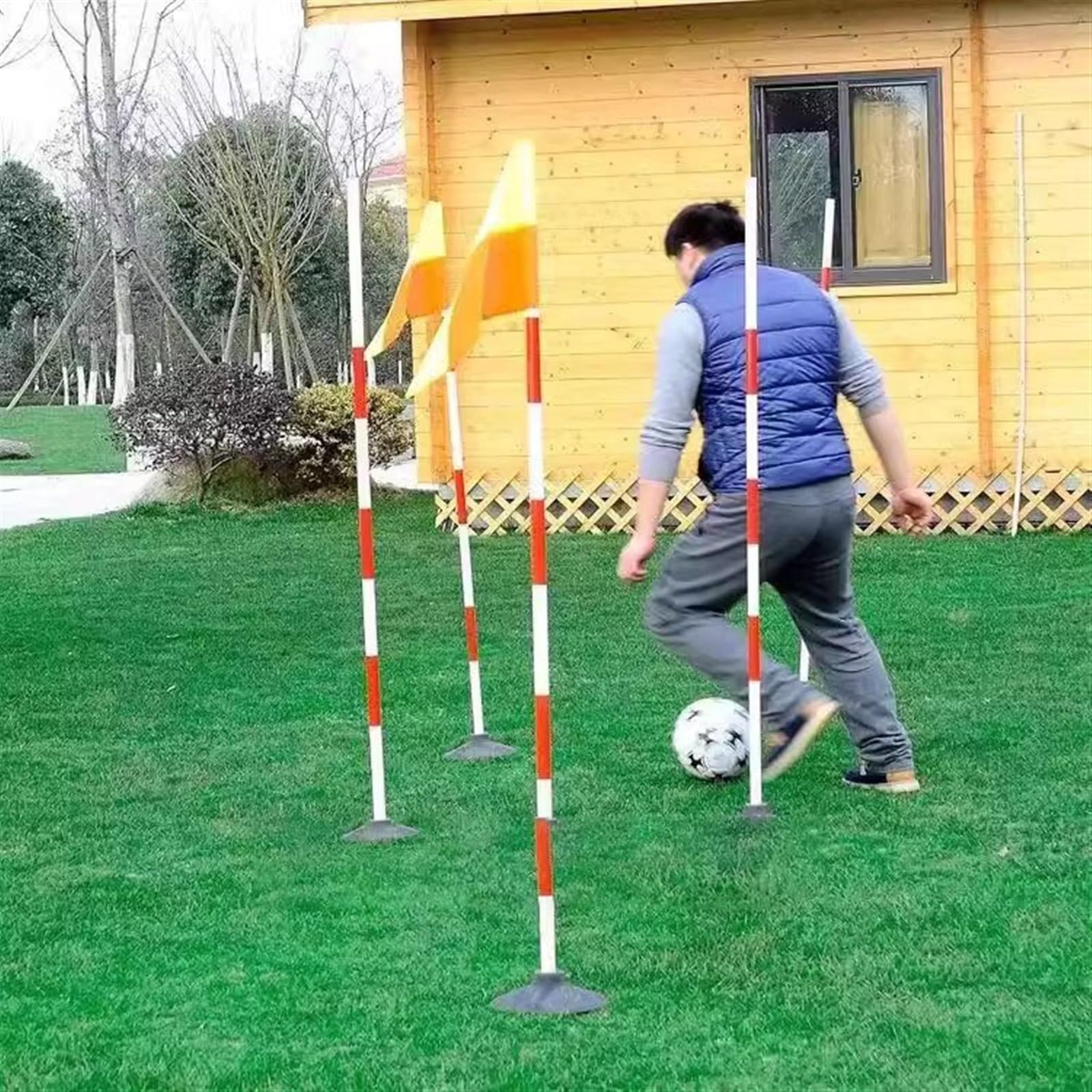Postes de entrenamiento de fútbol con base, 1,2/1,5/1,8 m de altura Postes de agilidad para entrenamiento de slalom, utilizados para ejercicios de agilidad y marcadores de campo, equipo de entrenamien