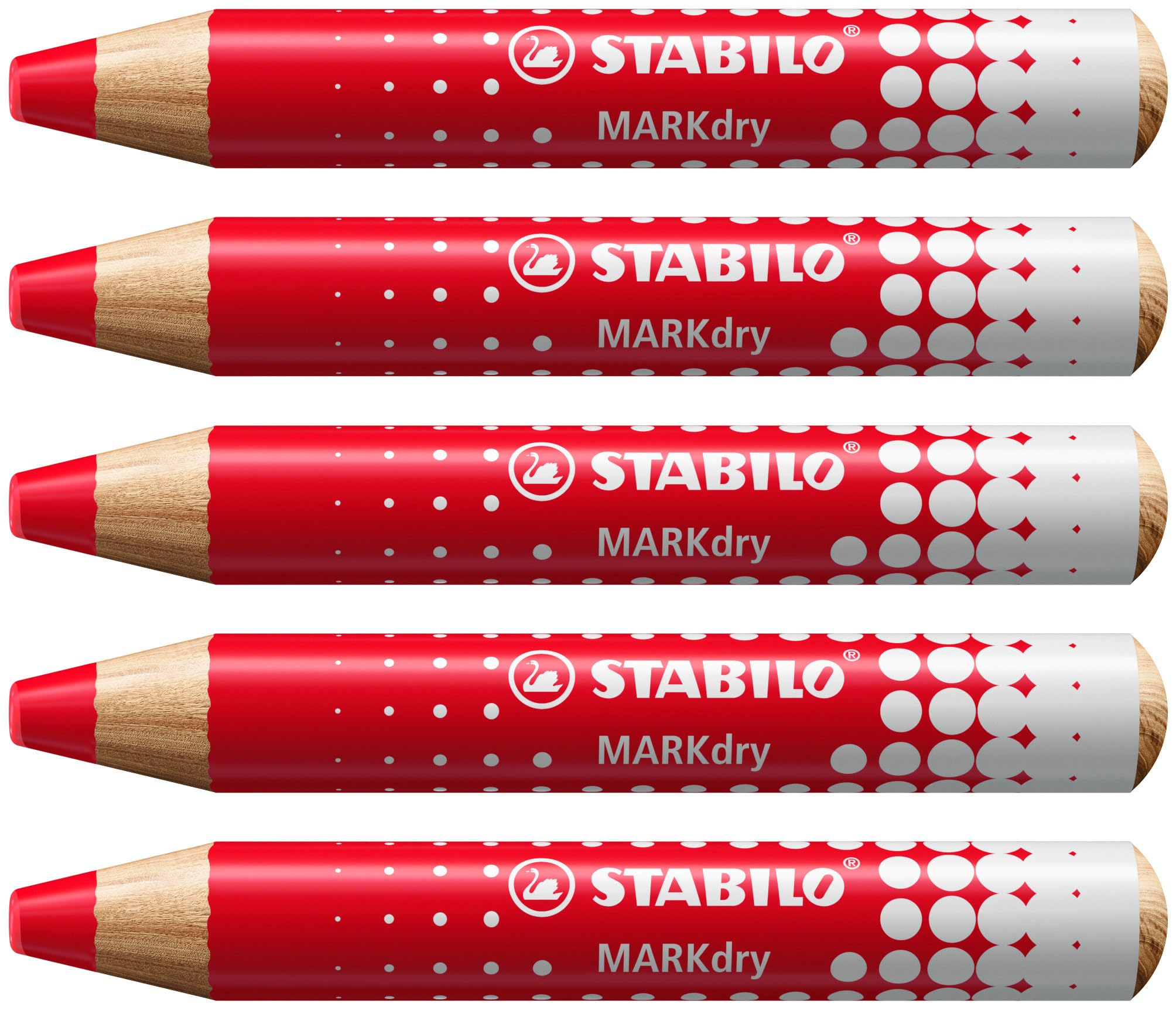 STABILO MARKdry - Whiteboard and Flipchart Marker Pencil - Pack of 5 - Red, 5 count (Pack of 1)