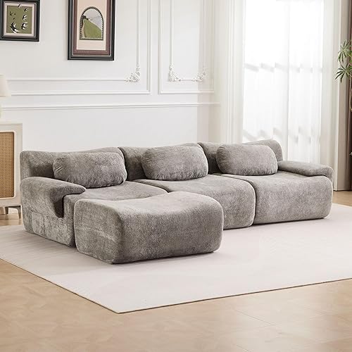 Miniatura 18 de Juego de sofás modulares sin hueso de 79.6 pulgadas para sala de estar, sofá modular en una caja, sofá moderno de espuma viscoelástica, sofás