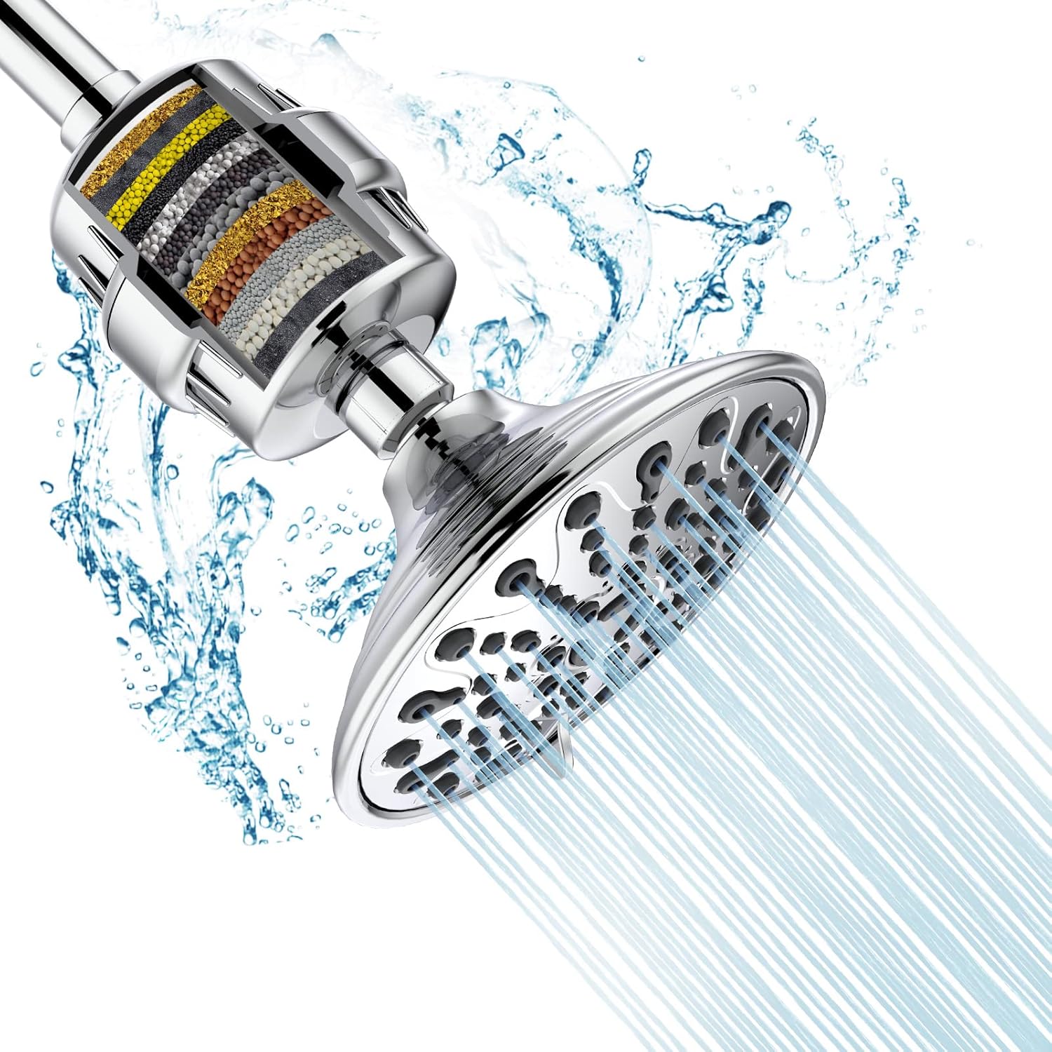 6 Mode Shower Head Filter for Hard Water, High Pressure Shower Head