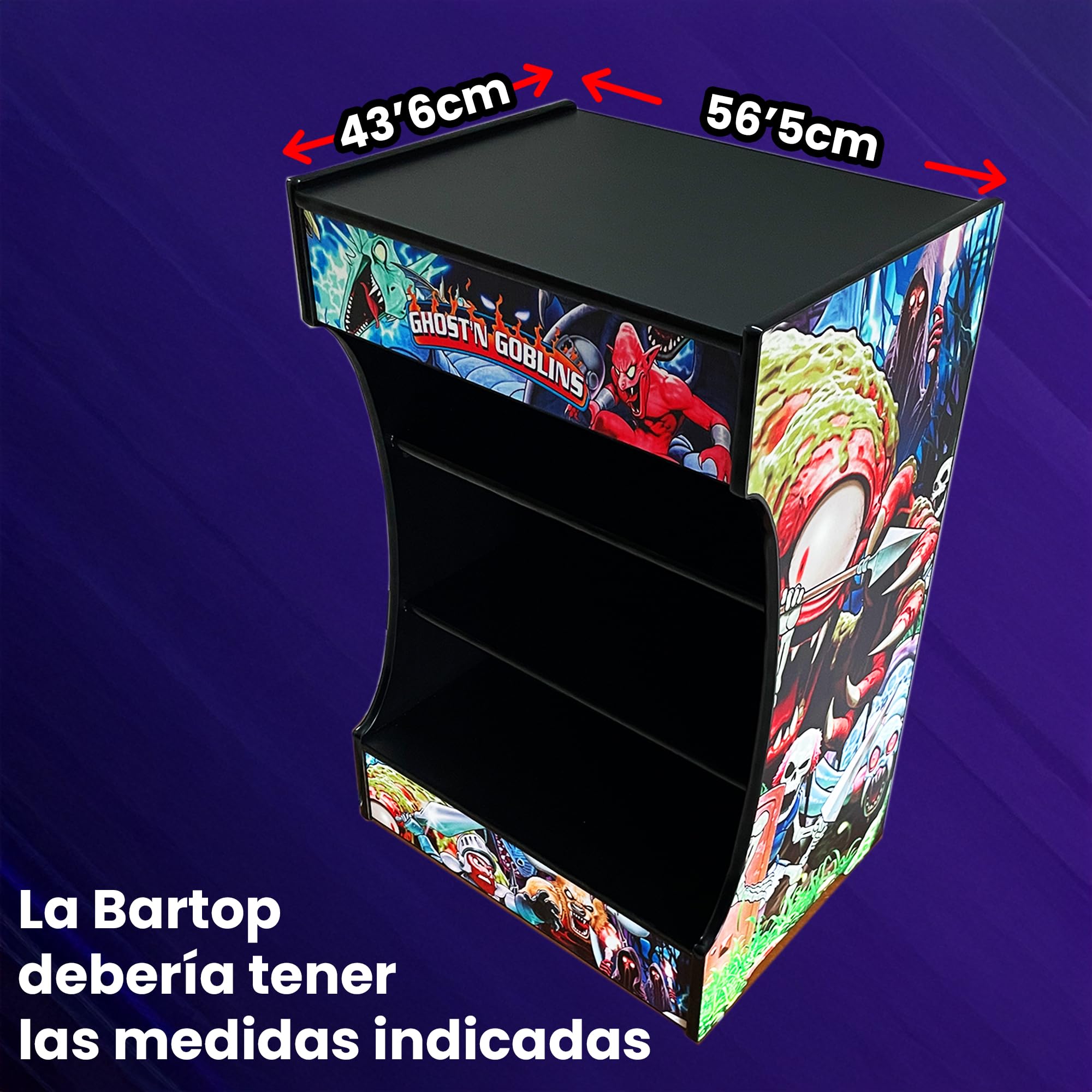 Pie Arcade Pedestal para Colocar tu Bartop_Arcade Recreativa Retro Encima, 87cm Alto x 56,5cm Ancho x 43,6cm Profundidad