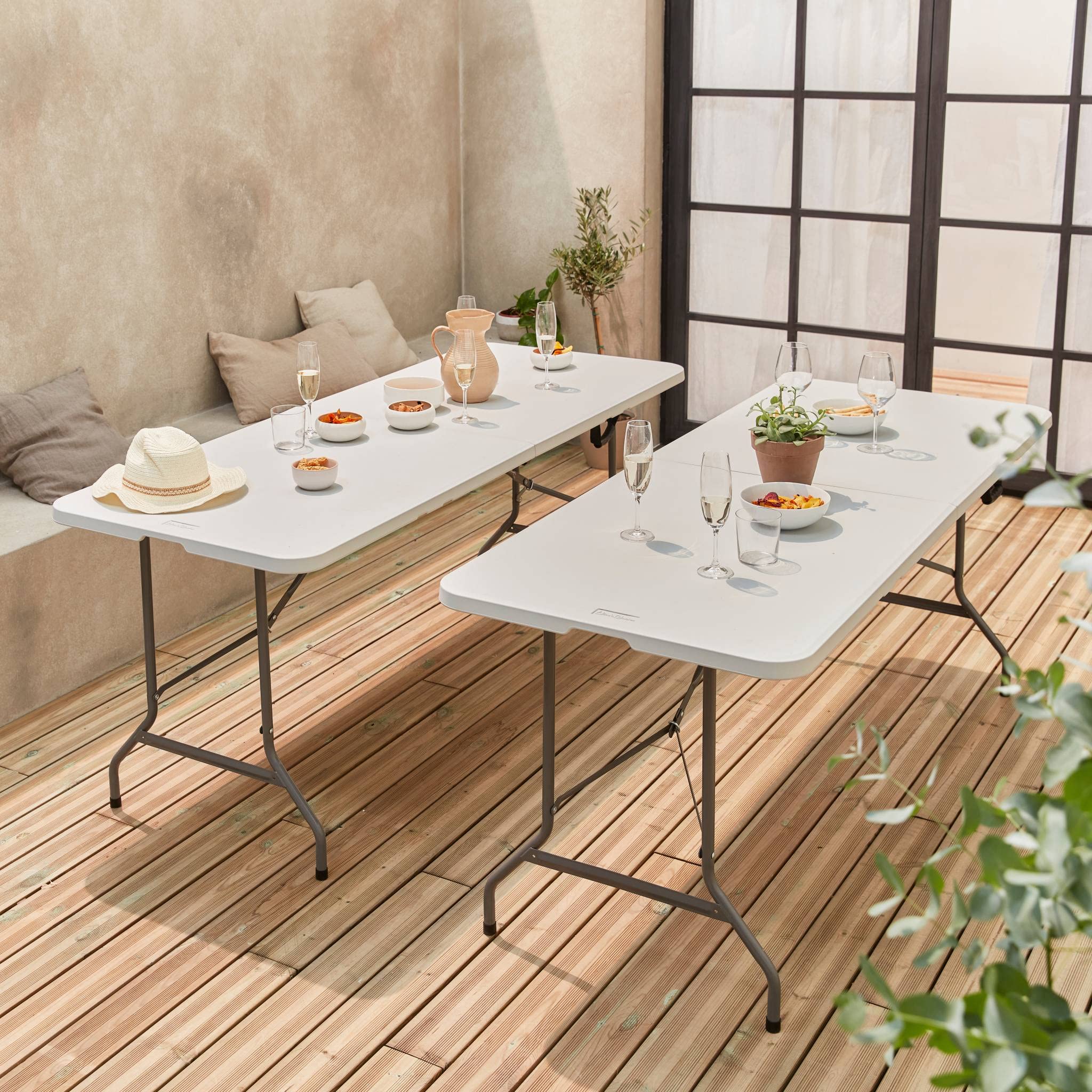 Alice's Garden - Lot de 2 Tables Table de réception. 180cm. Pliables. avec poignée de Transport