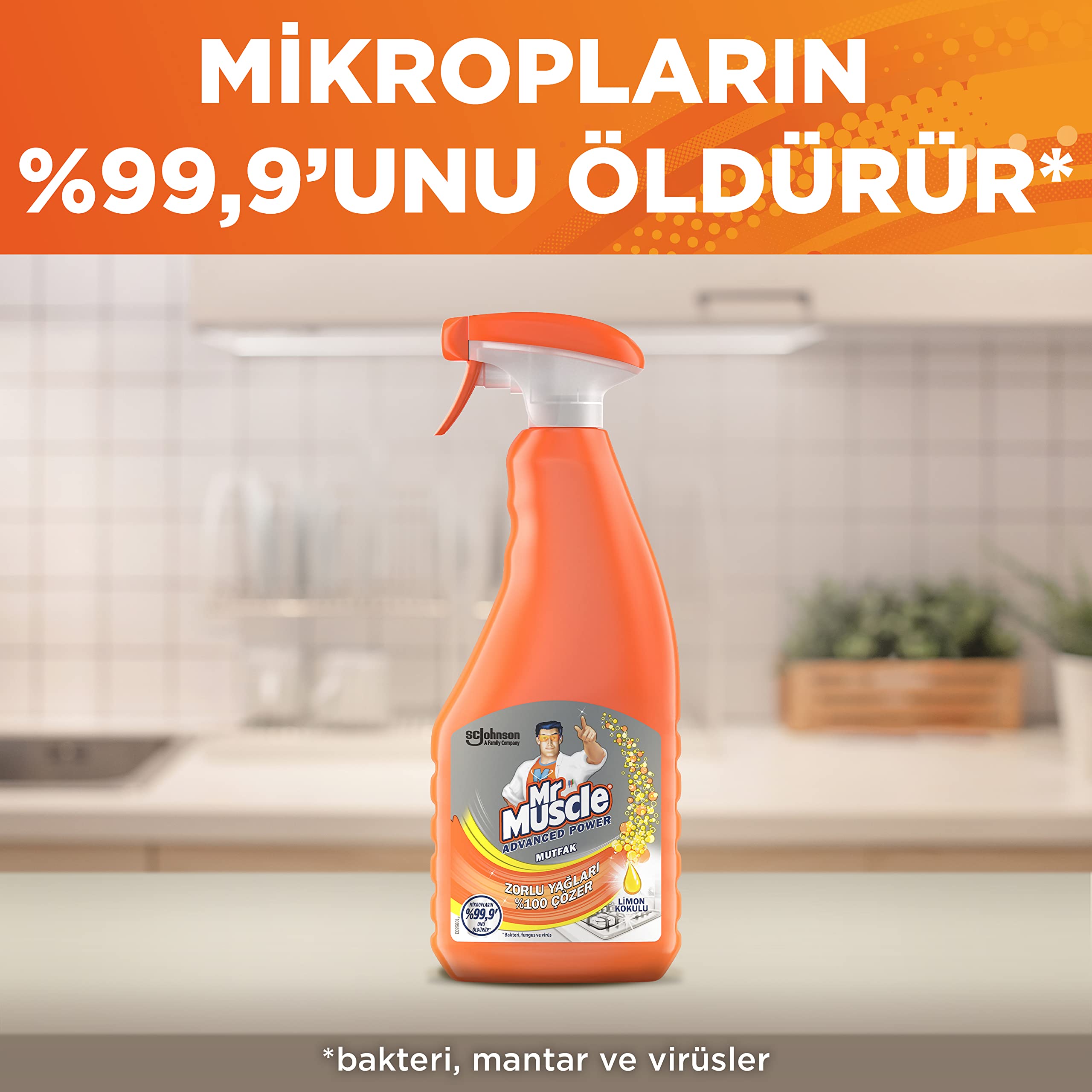 Mr Muscle Advanced Power Virüs Etkili Limon Kokulu Mutfak Spreyi, 750 ml 2li paket