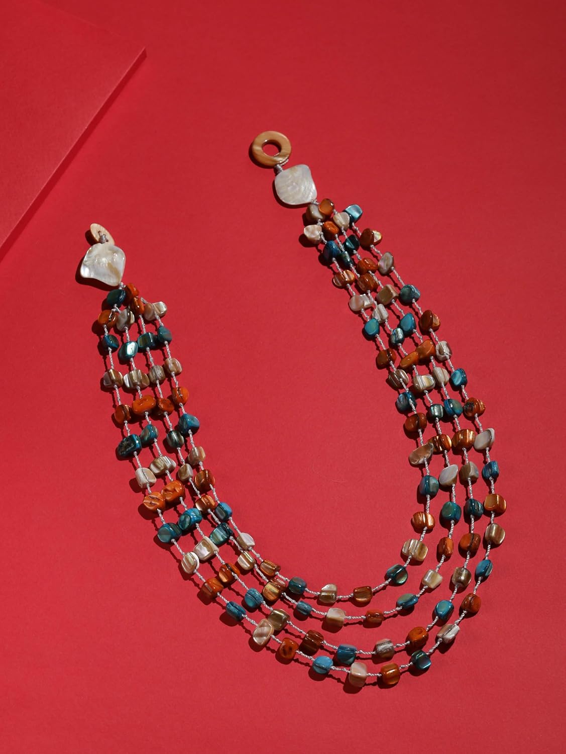 MINACHI Colorful Irregular Beaded Long Necklace, Coated Reflective Glass Beads, Bohemian Vintage Chunky Costume Jewelry for Women - Image 7