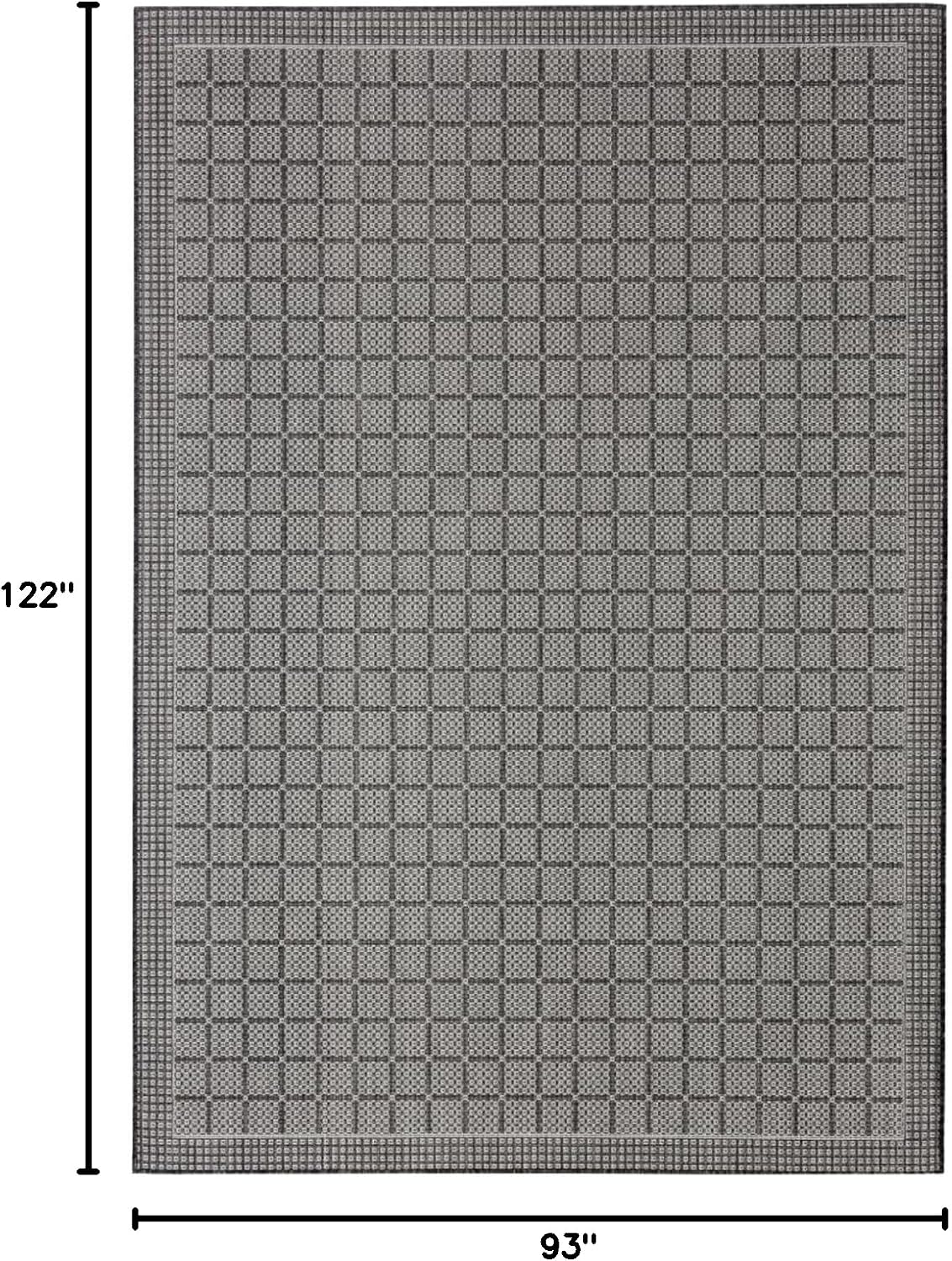 Home Dynamix Nicole Miller New York Patio Country Luna Contemporary Geometric Indoor/Outdoor Area Rug, Black/Grey, 7'9"x10'2"