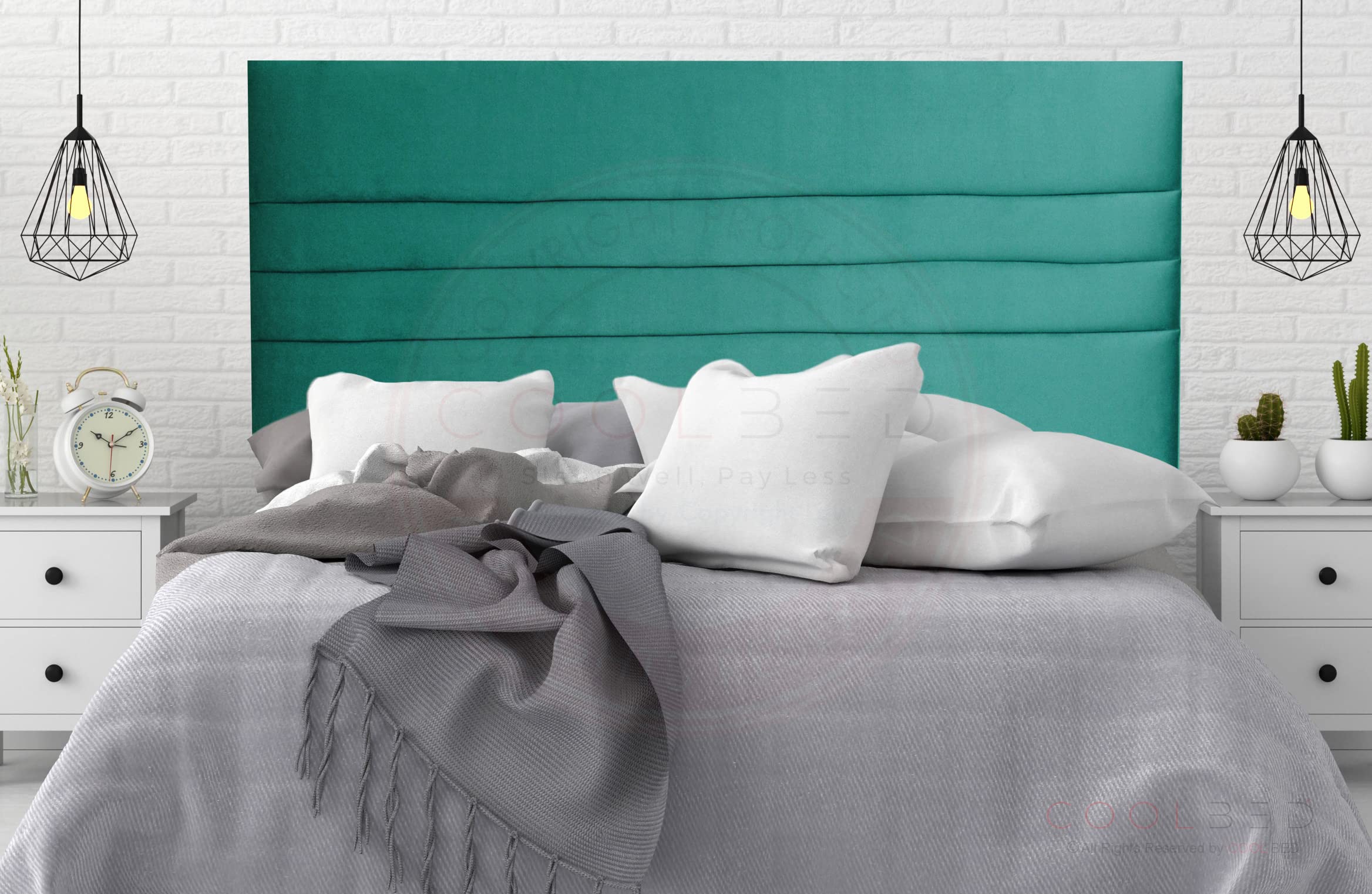 Mint Plush Velvet Headboard for Divan Bed Base | Divan Bed Headboards | Panel Bed Headboard | Upholstered Headboard | Horizontal Headboard (Mallard Plush, Small Double (4') - 20" (H))