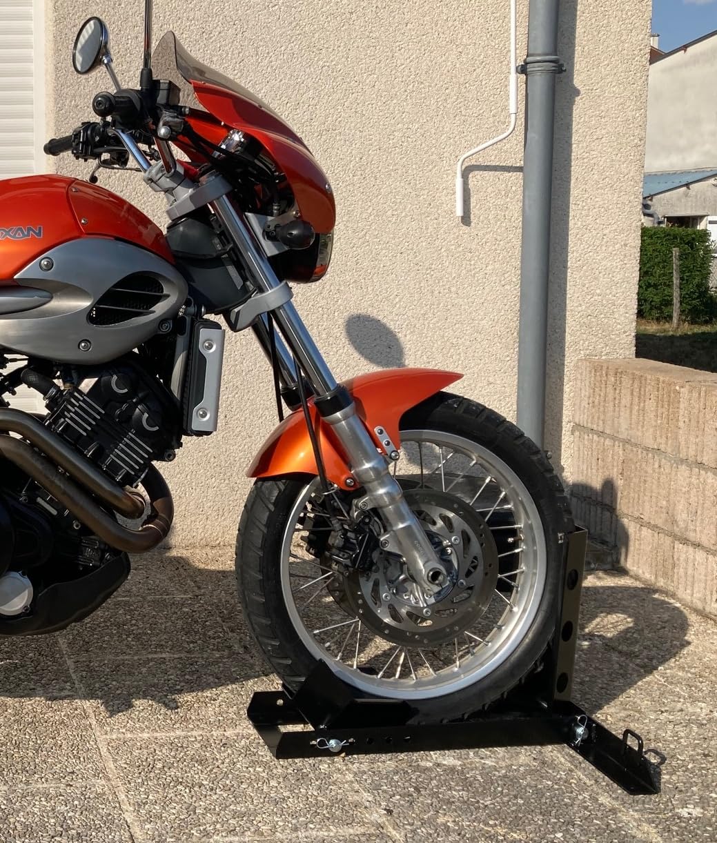Bloque Roue Moto Acier Réglable 13–21 Pouces – Support Roue Moto/Stand Moto – Support Stationnement et Transport Moto – Maintien Vertical Sécurisé