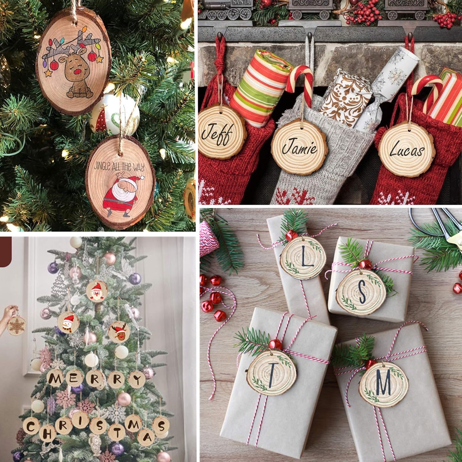 2.4-2.8IN Natural Wood Slices with Jute Twine for DIY Ornaments (50)