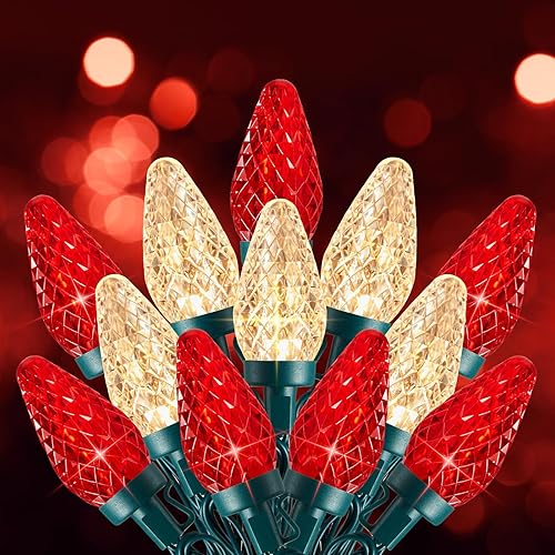 Miniatura 9 de Luces de Navidad C9 para exteriores, 82 pies, 100 luces LED conectables C9 con 8 modos y temporizador extensible, árbol de Navidad, patio, techo,