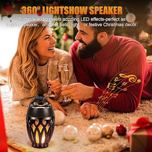Miniatura 2 de Altavoces Bluetooth para exteriores, altavoz inalámbrico con altavoz de llama LED, diseño impermeable IPx5, lámpara de llama LED Bluetooth 5.0 para