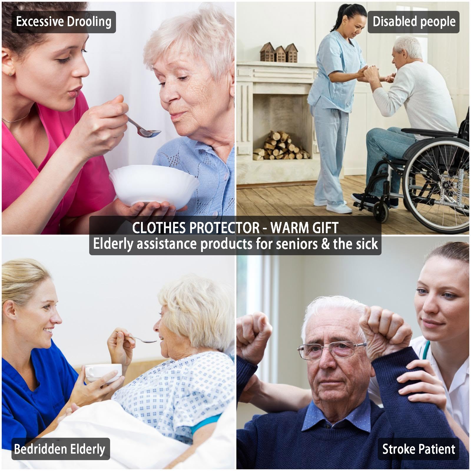 Baberos para adultos para mujeres y hombres, baberos para adultos, para comer, productos de asistencia alimentaria para adultos mayores, postrados en cama