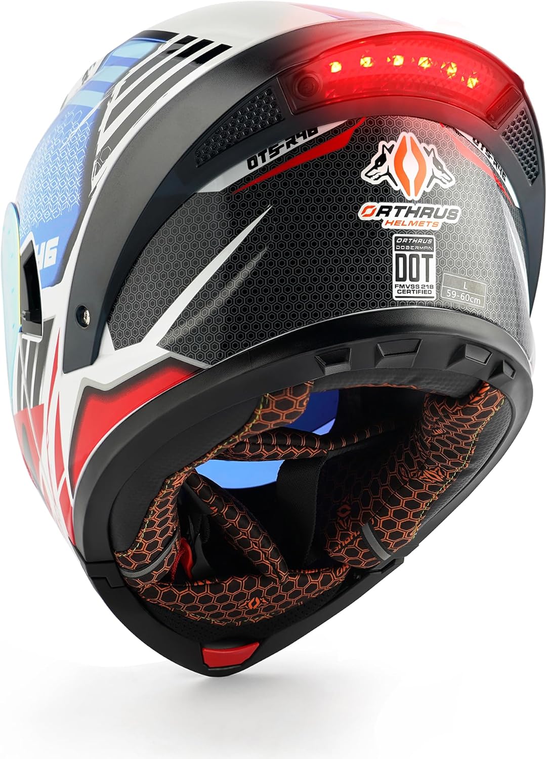 Orthrus Modular LED Full Face Motorcycle Helmet - DOT Approved Flip-Up Dual Visor Sun Shield & Bluetooth Ready for Adults Men Women - Street Bike/Motocross (Colorful, XXL)