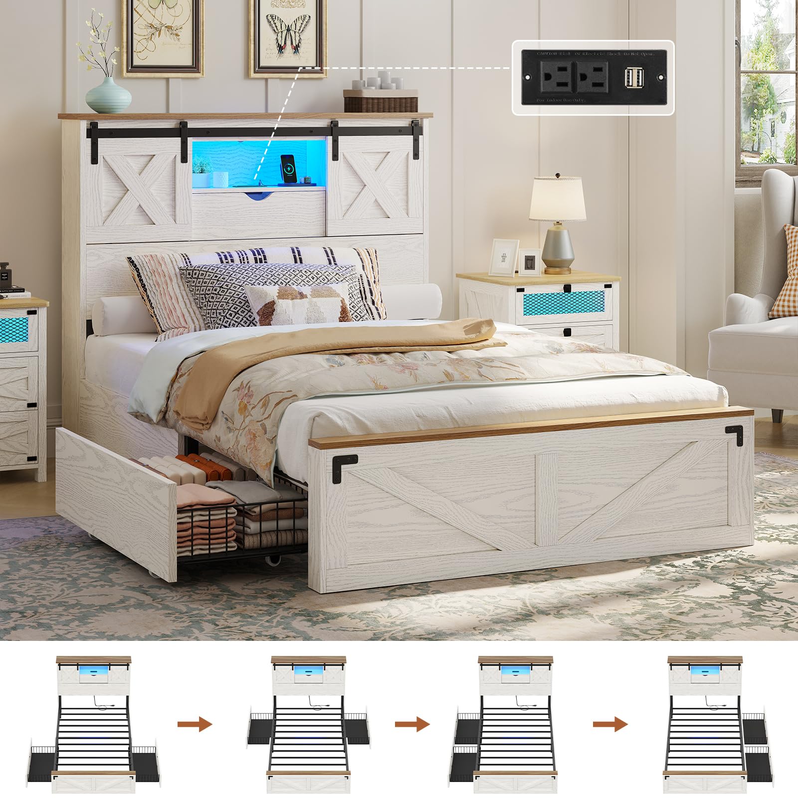 Hasuit Farmhouse Bed Frame Twin Size