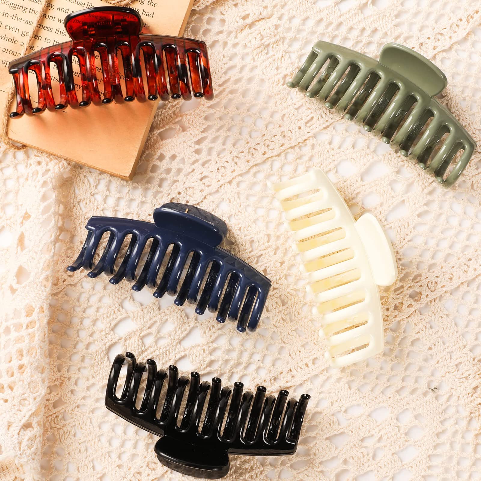 Pinzas para el cabello grandes para cabello grueso, pinzas para el cabello para niñas, pinzas para el cabello mate, pinzas para el cabello neutrales, paquete de 6