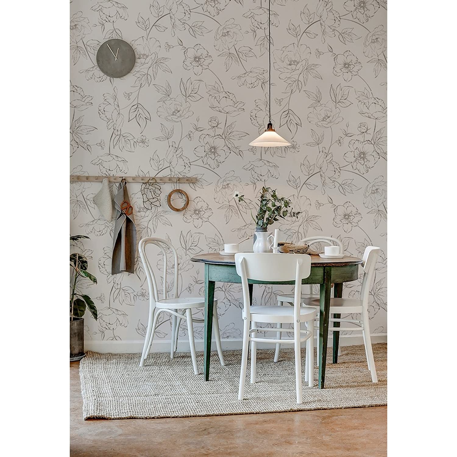 Papiers peints fleurs esquissées florales tropicales pour décoration murale de chambre et cuisine