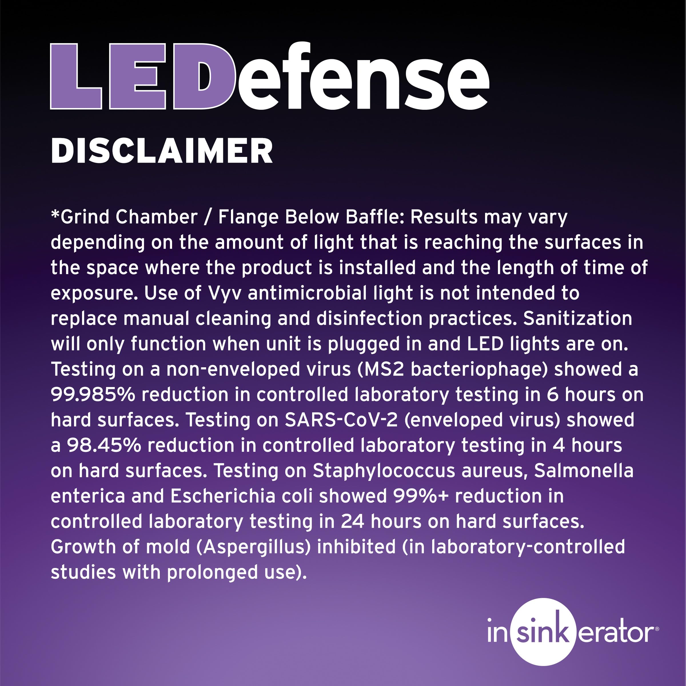 INSINKERATOR LEDefense - Brida de eliminación de basura, accesorio LED antimicrobiano para trituradores de basura INSINKERATOR, FLG-SS-LED