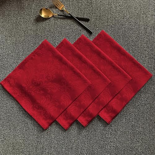 Miniatura 9 de SASTYBALE Servilletas de tela blanca de 20 x 20 pulgadas, juego de 4 servilletas de mesa de damasco de jacquard lavables para cocina, comedor,