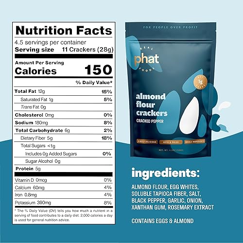 Vista 30 de Real Phat Foods - Galletas de harina de almendras y romero - Galletas keto bajas en carbohidratos y sin gluten - Paquete de 3 (romero)