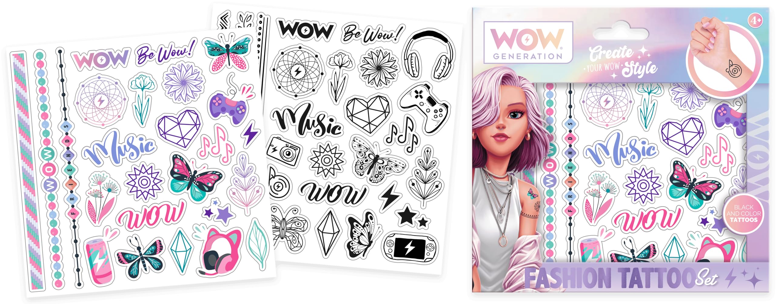 WOW GENERATIONTattoo Set of 50 Colour and Black & White Tattoos