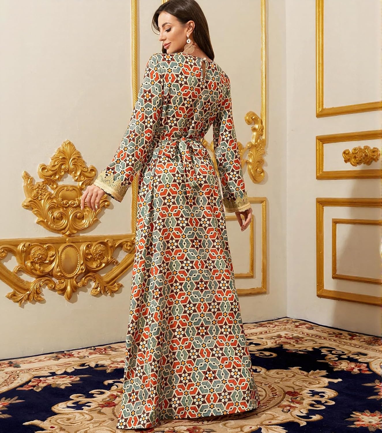 Embroidery Abayas for Women Muslim Moroccan Floral Maxi Kaftan Dress Arabic Islamic Dubai Robe Ramadan Prayer Clothes - Image 3