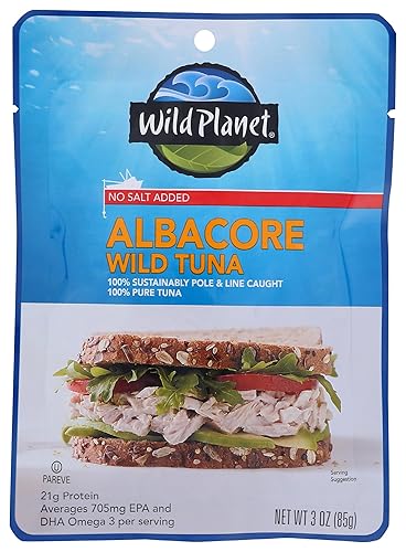 Wild Planet, Atún blanco salvaje, sin sal añadida, keto y paleo, con análisis de mercurio hecho por terceros, 3 onzas